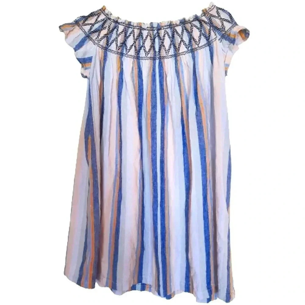 4OURDreamers Striped, Smocked Mini Dress Size Small